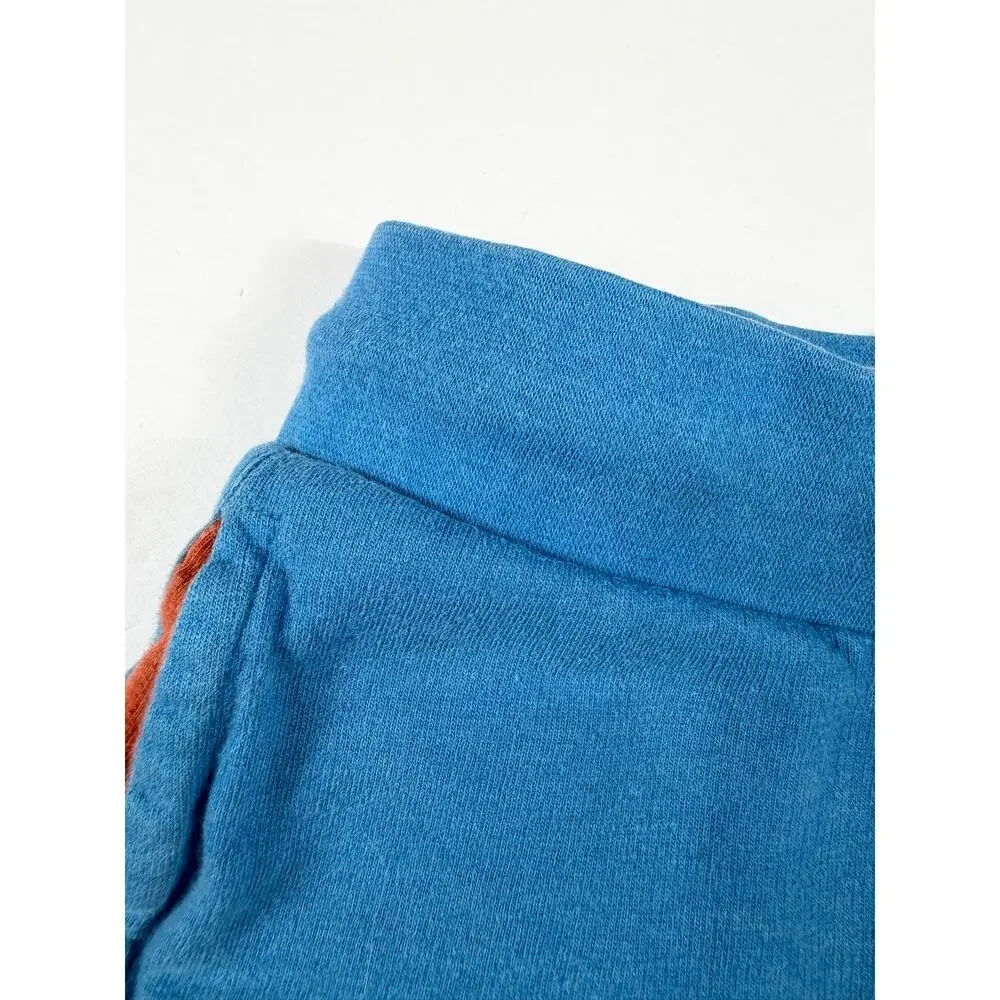 Little Green Radicals Organic Cotton Sweat Shorts Blue Orange Size 6–7 Years